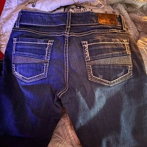 BKE Dark Blue Ankle Jeans with Embellished Pockets